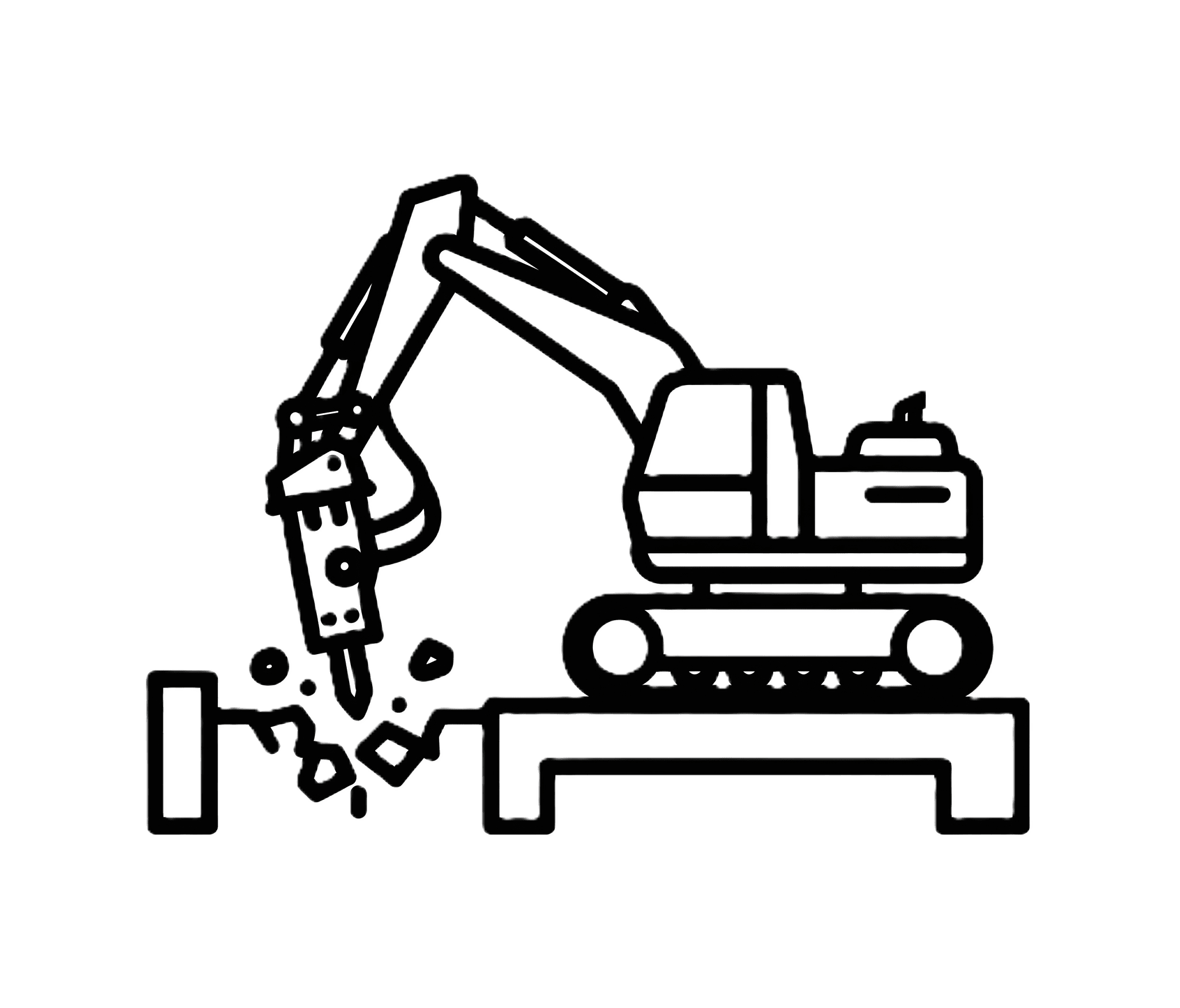 Rock and concrete breaking icon